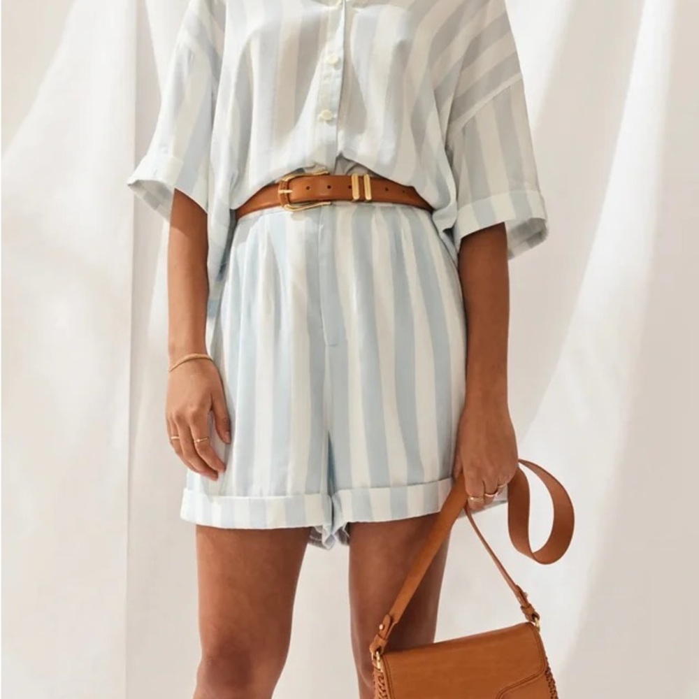 SANCIA Milon Blue and White Striped Shorts